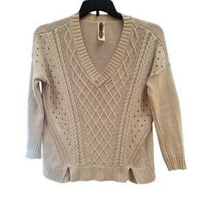 XCVI Calypso Cableknit Sweater size Medium Light Gray